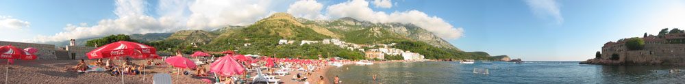 Панорама пляжа в Св.Стефане Панорама пляжа в Св.Стефане